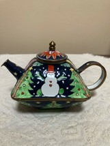Enamel Teapot Miniature Christmas - £27.25 GBP