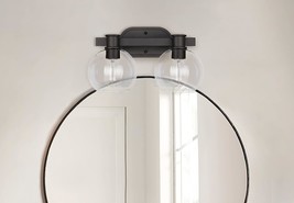 Dan Modern Farmhouse 2 Light Vanity Light Wall Sconce with Clear Glass Globe Sha - £64.41 GBP