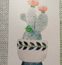 WALL ART PHOTO REPRO. NEW FAUX CANVAS &quot;CACTUS FLOWER &quot;  HAND EMBELLISHED - £9.29 GBP