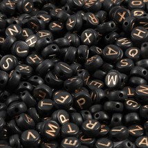 50 Letter Beads Alphabet Beads Rose Gold Black Bulk Beads Wholesale 7mm Mixed * - £4.74 GBP