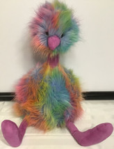 JELLYCAT LONDON Rainbow Pom Pom Bird Plush Fluffy Large 21&quot; Ostrich Multi-color - £31.10 GBP