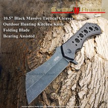 Massive Cleaver Outdoor Hunting Kitchen Knife Folding Blade Stone Wash F... - $25.72