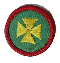 Girl Scout Junior First Aid Badge Yellow Cross Medic Patch Red Border Maltese - £3.99 GBP