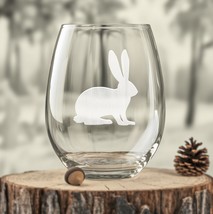 Sitting Rabbit Etched Glasses - Wine, Champagne, Pint Glasses Shot Glass - $24.99+