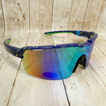 24/7 Life Gloss Blue Green Mirror Half-Rim Wrap Shield Sunglasses - Life... - £11.81 GBP