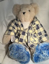 Vermont Teddy Bear in Bathrobe, Slippers, Body Wrap w/Hankie 17&quot; Beige A... - £19.73 GBP