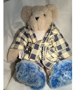 Vermont Teddy Bear in Bathrobe, Slippers, Body Wrap w/Hankie 17&quot; Beige A... - $33.85 CAD