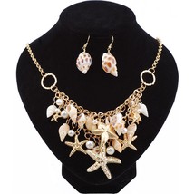 Lot Starfish Sea Snail Earrings Necklace Bracelet Suit Pearl Shell Double Sautoi - £16.64 GBP