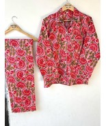 Hand block print PJs cotton Short sleeve long Pajama sets Gift For Her - €29,99 EUR+