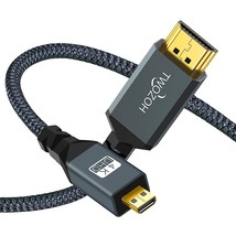 4K Micro Hdmi To Hdmi Cable 25Ft, High-Speed Full Hdmi To Micro Hdmi Braided Cor - £37.56 GBP