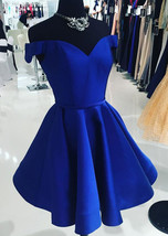 Royal Blue Off the Shoulder Prom Dress Homecoming Dress Short - $109.99