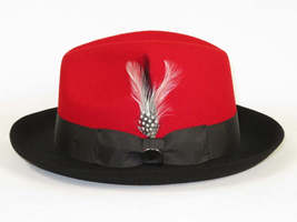 Men BENTLY Hat Australian Wool Fedora Damien Collection DM754 Red/Black image 4