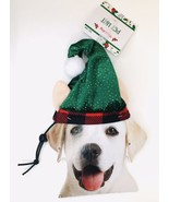 Christmas Holiday ELF Dog Puppy Hat Costume Velvety Green &amp; Red Plaid XS/SM - £9.56 GBP