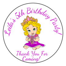 12 Personalized Baby Rapunzel Birthday Party Stickers Favors Tangled 2.5&quot; Custom - £9.60 GBP