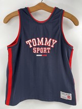 Tommy Sport Hilfiger Boys Small Tank Top Shirt Blue Red Mesh Striped Excellent - $11.87