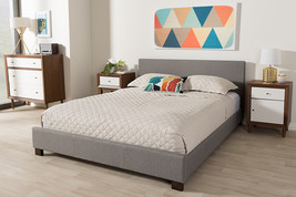 Parlin Gray Fabric Upholstered Panel-Stitched Full Size Platform Bed - $7,201.67 MXN