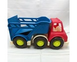 Vintage Byou Red Blue 1&#39; Construction Dump Truck Boy Children&#39;s Toy - £29.38 GBP