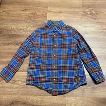 Crewcuts Boys Blue Plaid Long Sleeve Button Up Shirt Size Small 6/7 J.Crew - £18.82 GBP