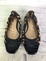 Sam Edelman Leopard Brahma Hair Leather Trim Flats Ballet Shoes Womens Size 6 - £54.52 GBP