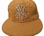 New York Yankees Hat Khaki Stitched New Era 59Fifty Fitted 7 5/8 Flat Br... - $15.79