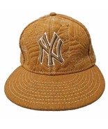 New York Yankees Hat Khaki Stitched New Era 59Fifty Fitted 7 5/8 Flat Br... - £12.82 GBP