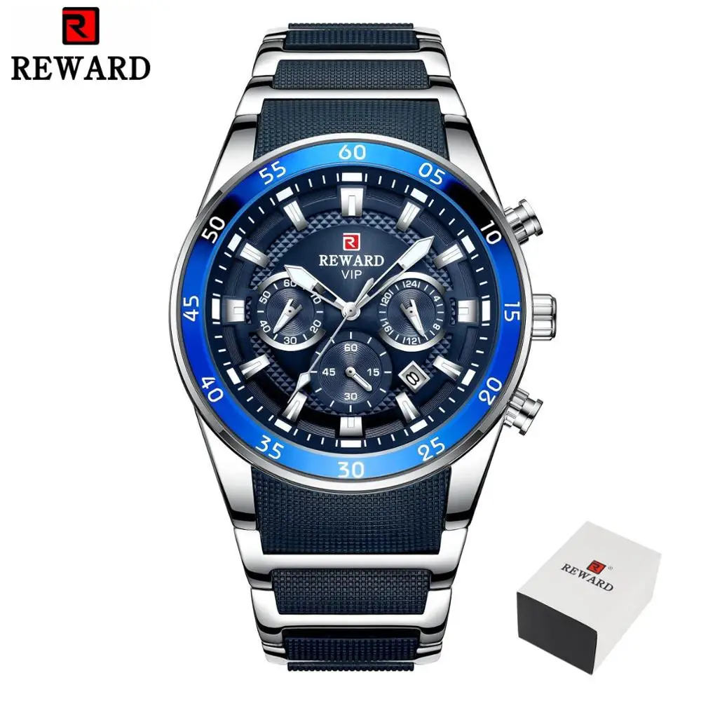 Sport Watches for Men Fashion Stainless Steel Quartz Watches Waterproof Chronogr - £38.32 GBP