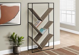 60&#39;h 3-Tier Bookshelf, Bookcase, Etagere - Brown Laminate, Black Metal - $2,553.48 MXN