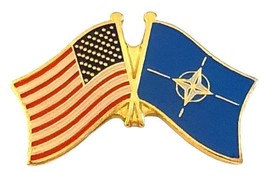 National Nato Flag &amp; US Crossed Double Flag Lapel Pins  - $74.01 MXN