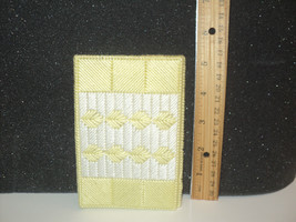 Needlepoint Handmade Memo Book Cover Yellow &amp; White 5 3/8&quot; x 3 1/2&quot; Vint... - £9.23 GBP