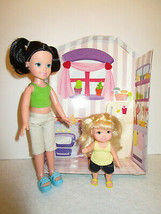 My Favorite Babysitter Play Set 2 Dolls, Clothes &amp; Kitchen walls 2006 MGA - $16.95