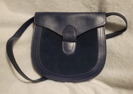 Vintage Anne Klein Blue Leather Suede Purse Shoulder Strap - $51.26