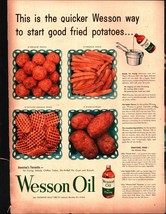 1954 Wesson Oil Frying Kitchen Vintage Old Print Ad Potato French Fry Am... - $25.98