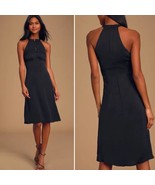 NWT LULUS Black Have Heart Black Sleeveless Halter Midi Dress Size Small LBD - $43.54