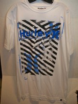 Men&#39;s Guy&#39;s Hurley Striped Box Tee T Shirt White New $32 - £14.21 GBP