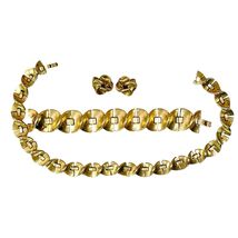 Vintage Trifari Crown Signed Parure Necklace Bracelet Earrings EARLY Rar... - $167.36