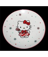 HELLO KITTY Candy Cane Dress Polka Dots Stars Red Rim 10-1/2&quot; Dinner Pla... - $23.31 CAD