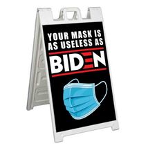 MASK USELESS BIDEN Signicade 24x36 Aframe Sidewalk Sign Banner Decal POL... - $771.52 MXN+