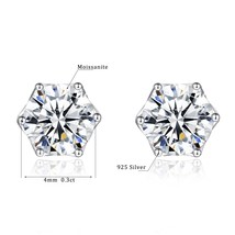 Luxury 2 Carats Moissanite Earrings Studs For Women Solid Silver 925 Classic 6 C - £130.21 GBP