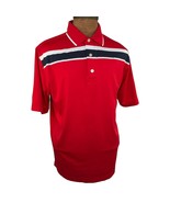 FootJoy Golf Shirt Polo Out Door Country Club Large Red Striped Polyester - £31.15 GBP