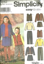 Simplicity Sewing Pattern 5942 Pants Skirt Jacket Or Vest Knit Top Girls... - $8.96
