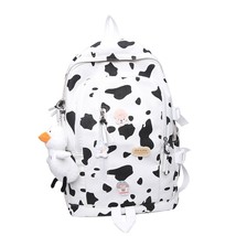 EnoPella Women Backpack Bagpack Canvas Kawaii Cow Grain College School bag Stude - £39.18 GBP