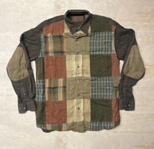 ClearWater Outfitters Long Sleeve Shirt Brown Rust Blue Plaid Patch Cott... - $15.83
