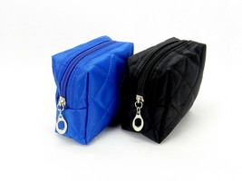 Quilted Cosmetic Bag, Zippered, Made By Kingsley ~ 3.75x3.75x2, Black or Blue - £5.54 GBP