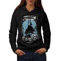 Wellcoda Pirate Ship Jam Jar Womens Hoodie, Glass Casual Hooded Sweatshirt - £28.61 GBP