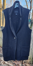 Tahari Vest Womens XL Black Wool Blend Sleeveless One Button Sweater - $25.64