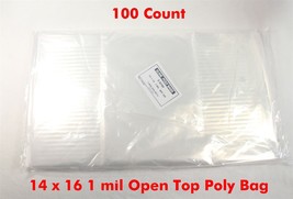 ULINE 100 pcs 14x16 1 MIL Clear Poly Plastic Bag Flat T-Shirt Apparel Pa... - £15.53 GBP