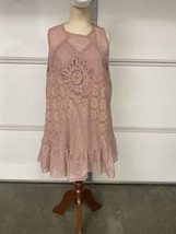 Umgee Sleeveless Lined Dusty Rose Short Dress Back Cut Out Design Medium BOHO - $17.60