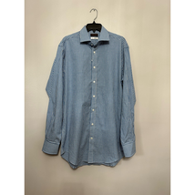 Thomas Dean &amp; Co. Mens Button-Up Shirt Blue White Checkered Long Sleeve ... - $33.37