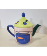 Teapot Still Life With Fishes &quot;Chaleur&quot; By Artist Susan Steinberg Ceramic - $16.86 CAD