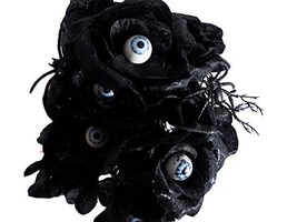 Haunted House 6 Stem Black and Purple Rose Bushes with Spiders and Eyeballs 14in - £10.66 GBP